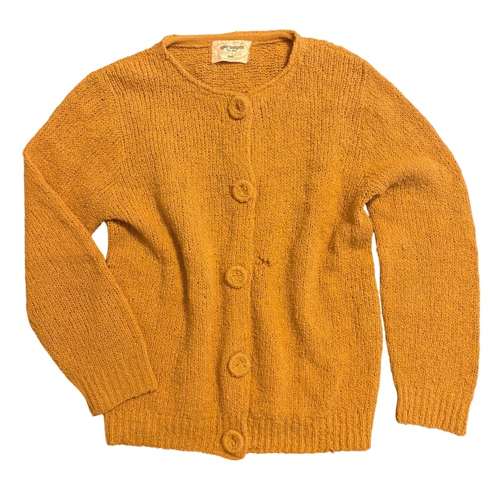 Sport Tempos Mustard Yellow Knit Button Up Cardigan Sweater